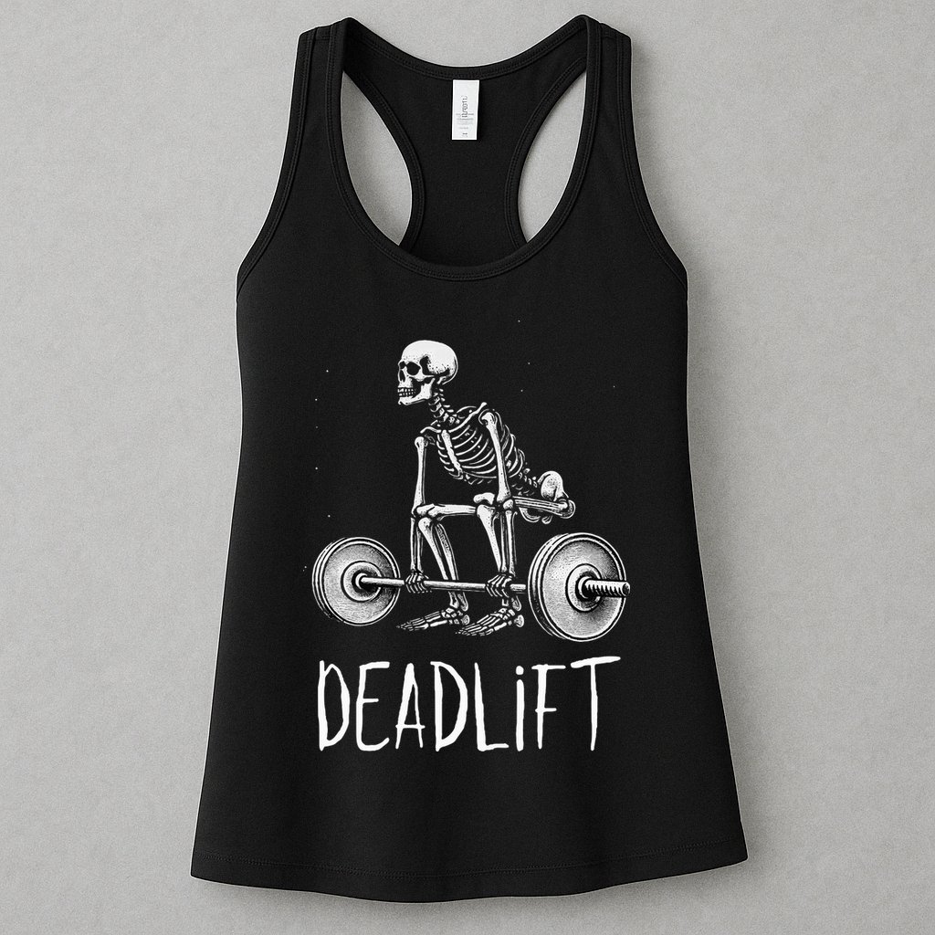 Deadlift Skeleton Workout Halloween Weight Lifting Fitness Womens Tank Top