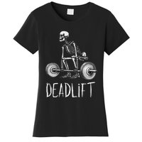 Deadlift Skeleton Workout Halloween Weight Lifting Fitness Women's T-Shirt