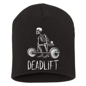 Deadlift Skeleton Workout Halloween Weight Lifting Fitness Short Acrylic Beanie