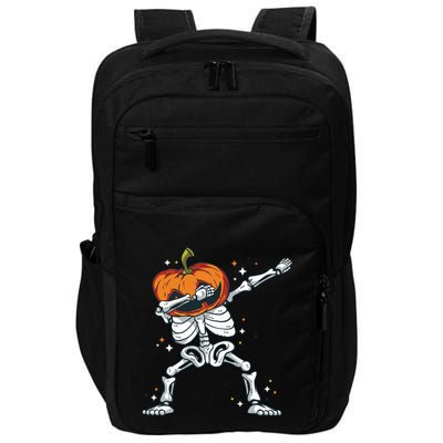 Dabbing Skeleton With Pumpkin Head Jack O Lantern Dab Gift Impact Tech Backpack
