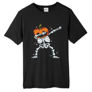 Dabbing Skeleton With Pumpkin Head Jack O Lantern Dab Gift Tall Fusion ChromaSoft Performance T-Shirt