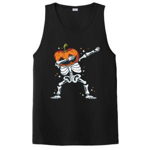 Dabbing Skeleton With Pumpkin Head Jack O Lantern Dab Gift PosiCharge Competitor Tank