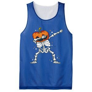 Dabbing Skeleton With Pumpkin Head Jack O Lantern Dab Gift Mesh Reversible Basketball Jersey Tank