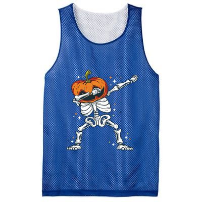 Dabbing Skeleton With Pumpkin Head Jack O Lantern Dab Gift Mesh Reversible Basketball Jersey Tank