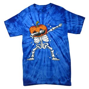 Dabbing Skeleton With Pumpkin Head Jack O Lantern Dab Gift Tie-Dye T-Shirt