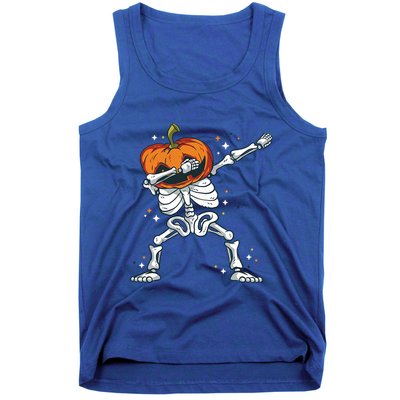 Dabbing Skeleton With Pumpkin Head Jack O Lantern Dab Gift Tank Top