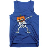 Dabbing Skeleton With Pumpkin Head Jack O Lantern Dab Gift Tank Top