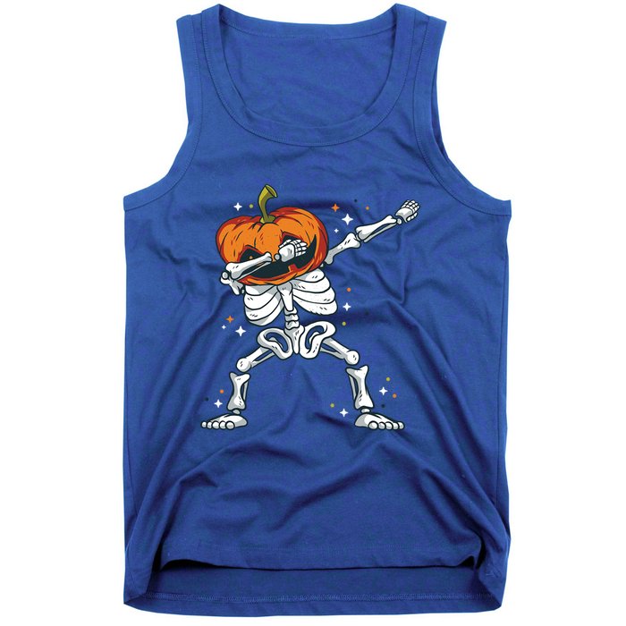 Dabbing Skeleton With Pumpkin Head Jack O Lantern Dab Gift Tank Top