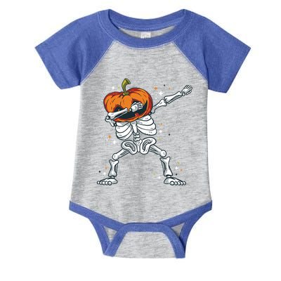 Dabbing Skeleton With Pumpkin Head Jack O Lantern Dab Gift Infant Baby Jersey Bodysuit