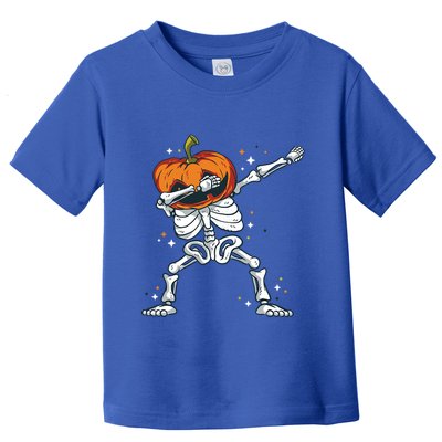 Dabbing Skeleton With Pumpkin Head Jack O Lantern Dab Gift Toddler T-Shirt
