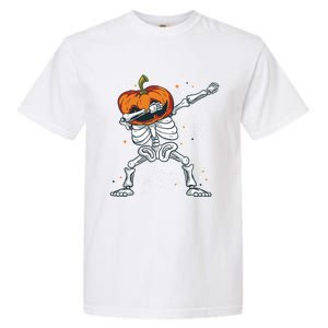 Dabbing Skeleton With Pumpkin Head Jack O Lantern Dab Gift Garment-Dyed Heavyweight T-Shirt