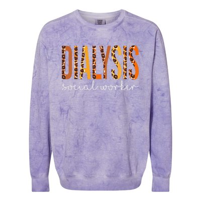 Dialysis Social Worker Leopard Fall Autumn Thanksgiving Colorblast Crewneck Sweatshirt