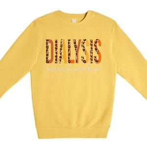 Dialysis Social Worker Leopard Fall Autumn Thanksgiving Premium Crewneck Sweatshirt