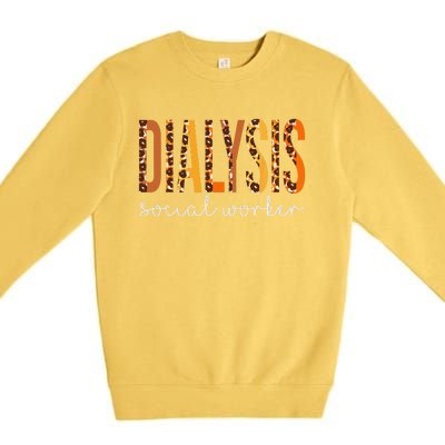 Dialysis Social Worker Leopard Fall Autumn Thanksgiving Premium Crewneck Sweatshirt