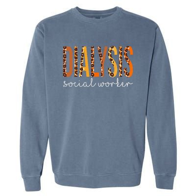 Dialysis Social Worker Leopard Fall Autumn Thanksgiving Garment-Dyed Sweatshirt