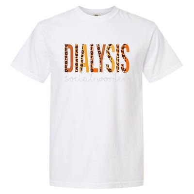 Dialysis Social Worker Leopard Fall Autumn Thanksgiving Garment-Dyed Heavyweight T-Shirt