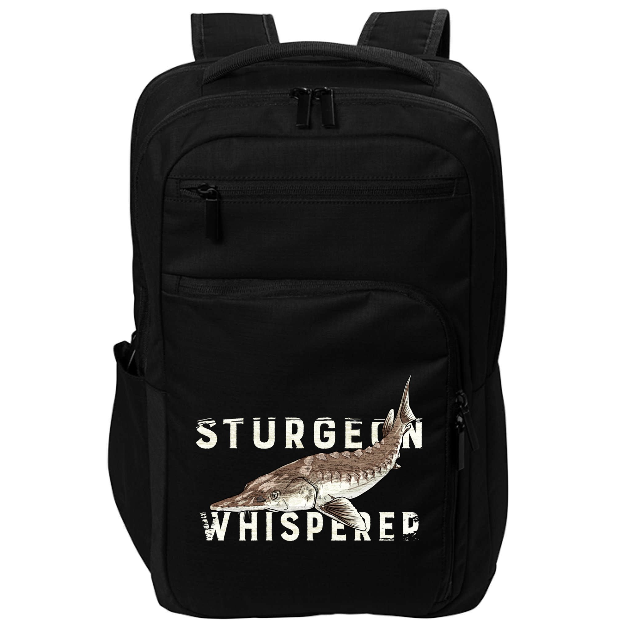 Distressed Sturgeon Whisperer Beluga Fish Funny Gift Impact Tech Backpack
