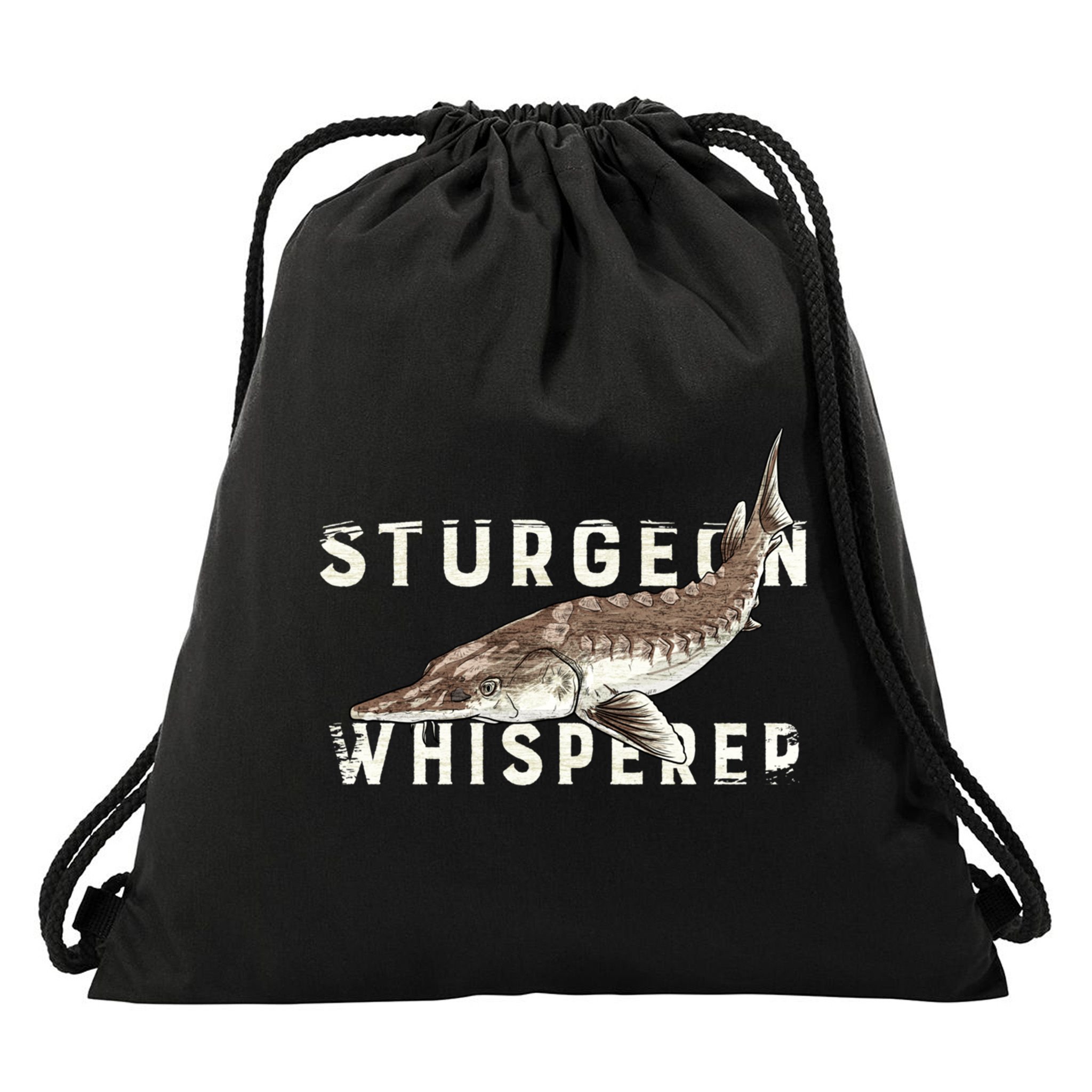 Distressed Sturgeon Whisperer Beluga Fish Funny Gift Drawstring Bag