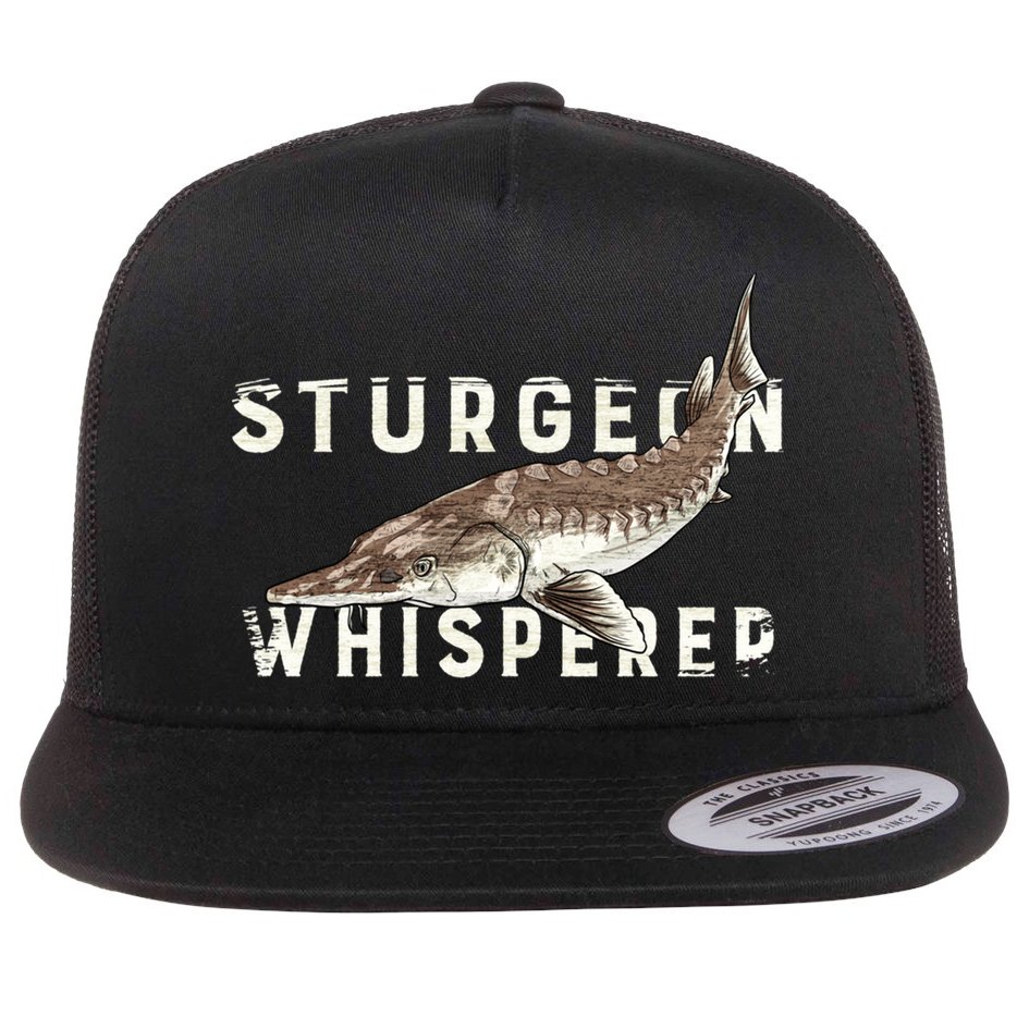 Distressed Sturgeon Whisperer Beluga Fish Funny Gift Flat Bill Trucker Hat