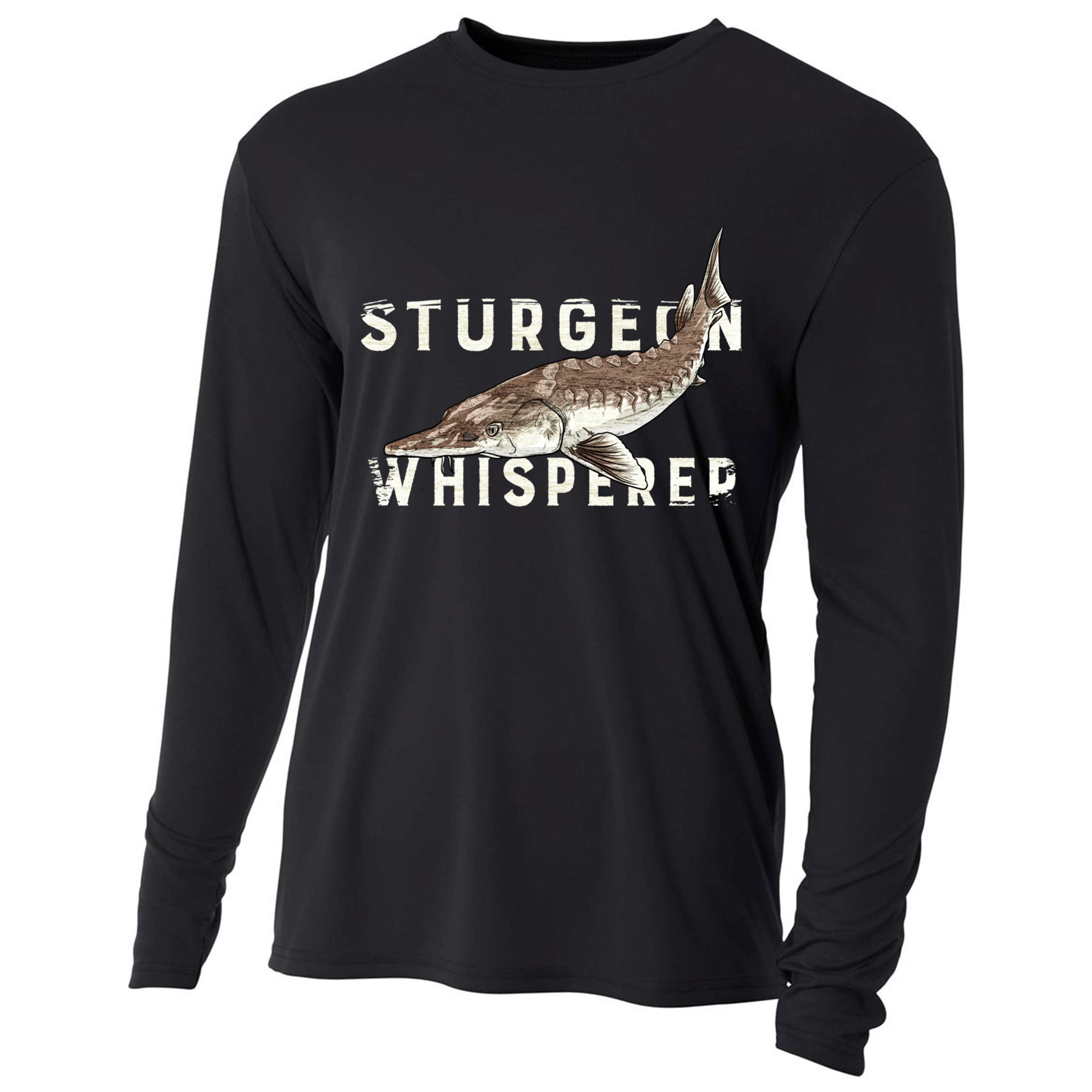 Distressed Sturgeon Whisperer Beluga Fish Funny Gift Cooling Performance Long Sleeve Crew