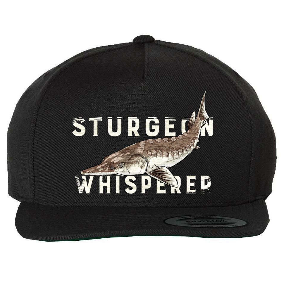 Distressed Sturgeon Whisperer Beluga Fish Funny Gift Wool Snapback Cap