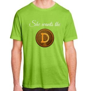 Dogecoin She Wants The D Crypto Cryptocurrency Trader Gift Adult ChromaSoft Performance T-Shirt