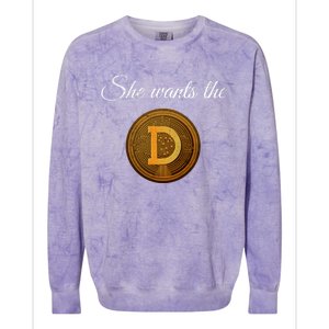 Dogecoin She Wants The D Crypto Cryptocurrency Trader Gift Colorblast Crewneck Sweatshirt