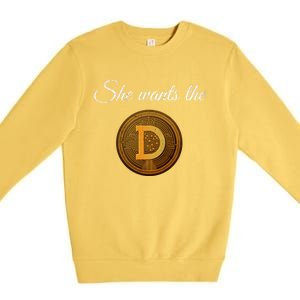 Dogecoin She Wants The D Crypto Cryptocurrency Trader Gift Premium Crewneck Sweatshirt