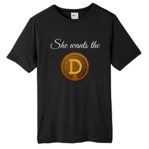 Dogecoin She Wants The D Crypto Cryptocurrency Trader Gift Tall Fusion ChromaSoft Performance T-Shirt