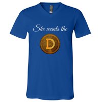 Dogecoin She Wants The D Crypto Cryptocurrency Trader Gift V-Neck T-Shirt