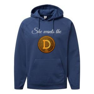 Dogecoin She Wants The D Crypto Cryptocurrency Trader Gift Performance Fleece Hoodie