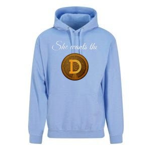 Dogecoin She Wants The D Crypto Cryptocurrency Trader Gift Unisex Surf Hoodie