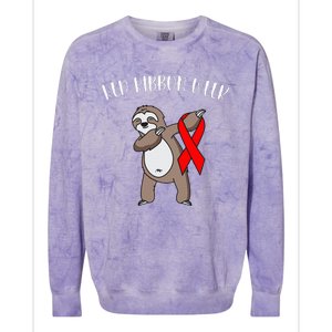 Dabbing Sloth We Wear Red For Red Ribbon Week Awareness Colorblast Crewneck Sweatshirt