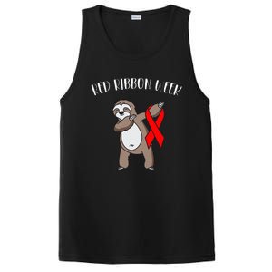 Dabbing Sloth We Wear Red For Red Ribbon Week Awareness PosiCharge Competitor Tank