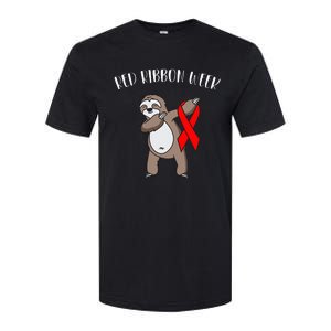 Dabbing Sloth We Wear Red For Red Ribbon Week Awareness Softstyle CVC T-Shirt