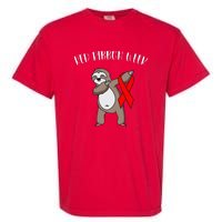 Dabbing Sloth We Wear Red For Red Ribbon Week Awareness Garment-Dyed Heavyweight T-Shirt