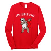 Dabbing Sloth We Wear Red For Red Ribbon Week Awareness Long Sleeve Shirt