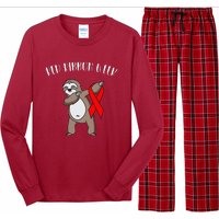 Dabbing Sloth We Wear Red For Red Ribbon Week Awareness Long Sleeve Pajama Set