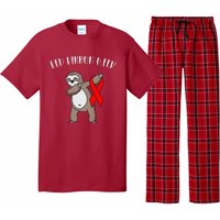 Dabbing Sloth We Wear Red For Red Ribbon Week Awareness Pajama Set