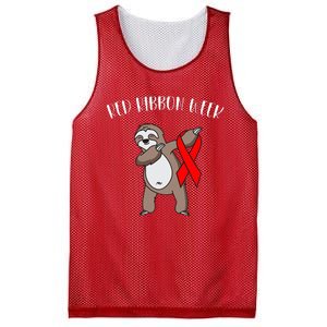 Dabbing Sloth We Wear Red For Red Ribbon Week Awareness Mesh Reversible Basketball Jersey Tank