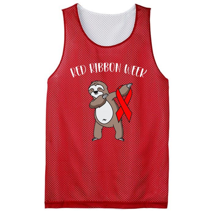 Dabbing Sloth We Wear Red For Red Ribbon Week Awareness Mesh Reversible Basketball Jersey Tank