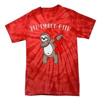 Dabbing Sloth We Wear Red For Red Ribbon Week Awareness Tie-Dye T-Shirt