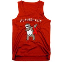 Dabbing Sloth We Wear Red For Red Ribbon Week Awareness Tank Top