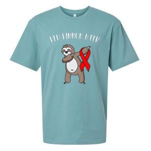 Dabbing Sloth We Wear Red For Red Ribbon Week Awareness Sueded Cloud Jersey T-Shirt