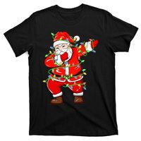 Dabbing Santa Xmas Lights Funny Christmas T-Shirt