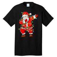 Dabbing Santa Xmas Lights Funny Christmas Tall T-Shirt