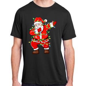 Dabbing Santa Xmas Lights Funny Christmas Adult ChromaSoft Performance T-Shirt