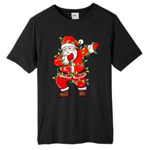 Dabbing Santa Xmas Lights Funny Christmas Tall Fusion ChromaSoft Performance T-Shirt