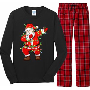 Dabbing Santa Xmas Lights Funny Christmas Long Sleeve Pajama Set