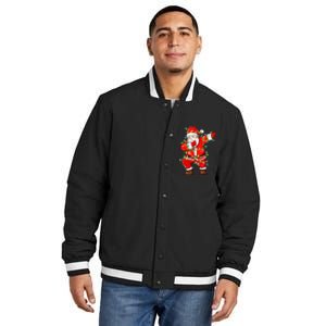 Dabbing Santa Xmas Lights Funny Christmas Insulated Varsity Jacket